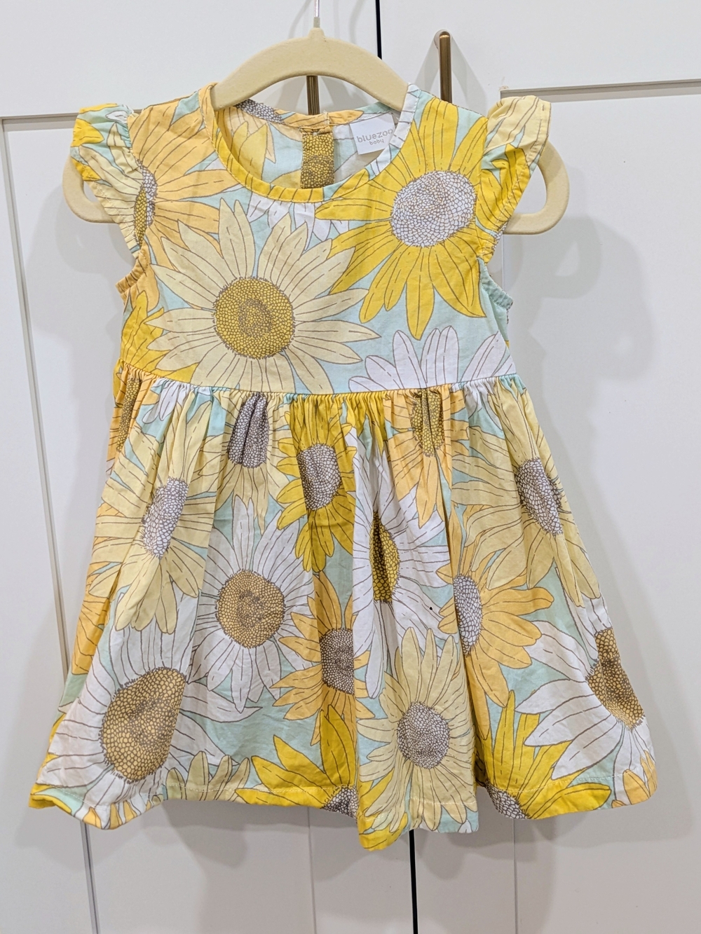 Bluezoo Yellow Sunflower Cotton Dress for Kids